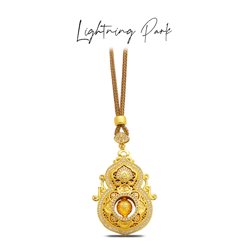 镀k金 【霹雳配饰公园】国风花丝镂空大葫芦吊坠项链