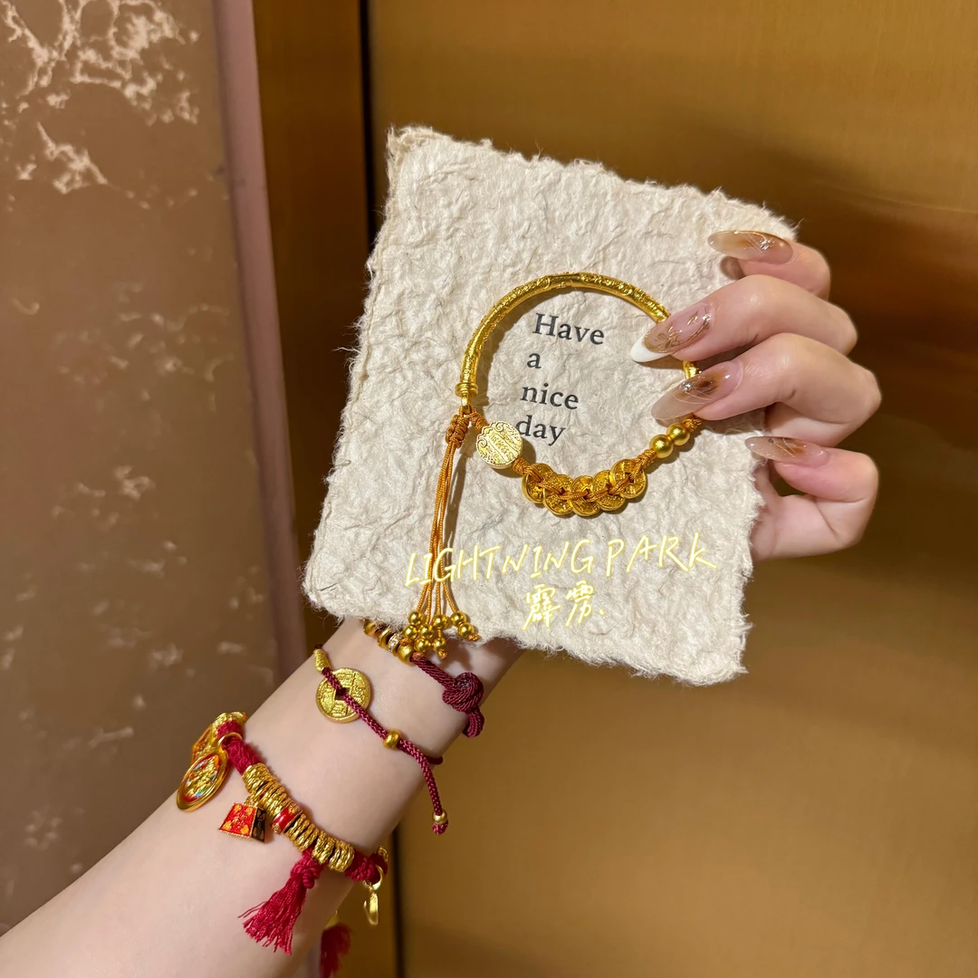 铜合金手镯 【霹雳配饰公园】新中式复古吉言五币如意经典轻奢半镯