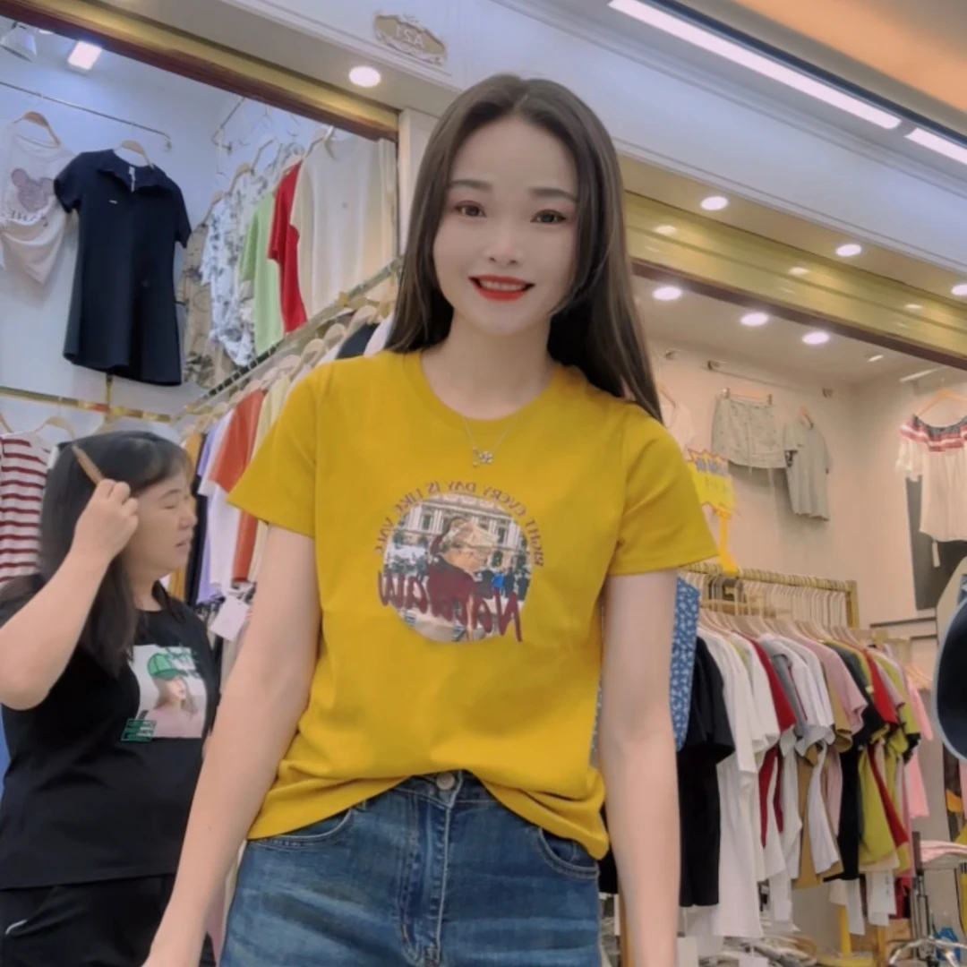 螺纹料卡色卡色字母时尚百搭上衣