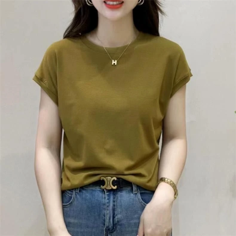 无品牌短袖t恤圆领时尚百搭夏季简约纯色打底衫t恤韩版