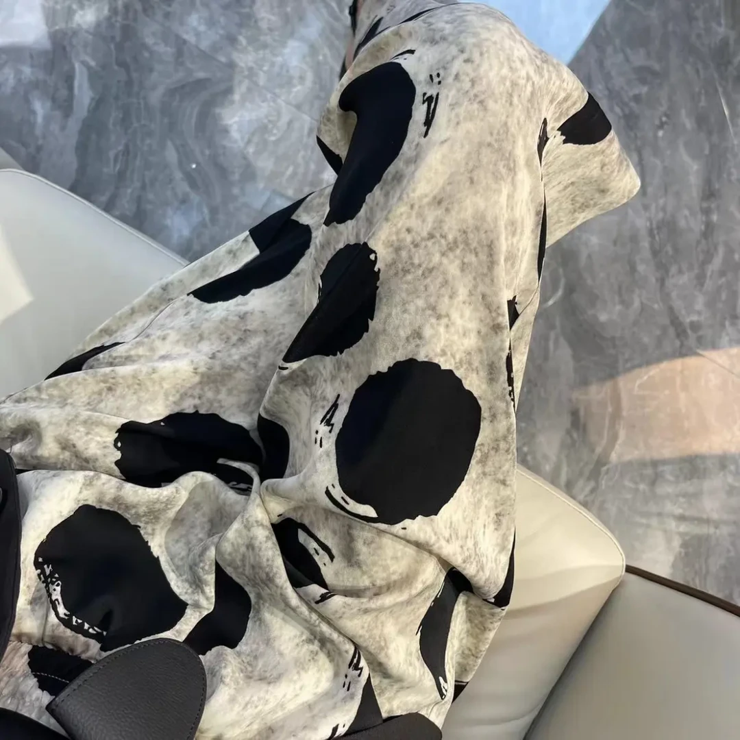 夏季新款印花垂感洋气百搭拖地裤时尚宽松休闲阔腿裤女长款23