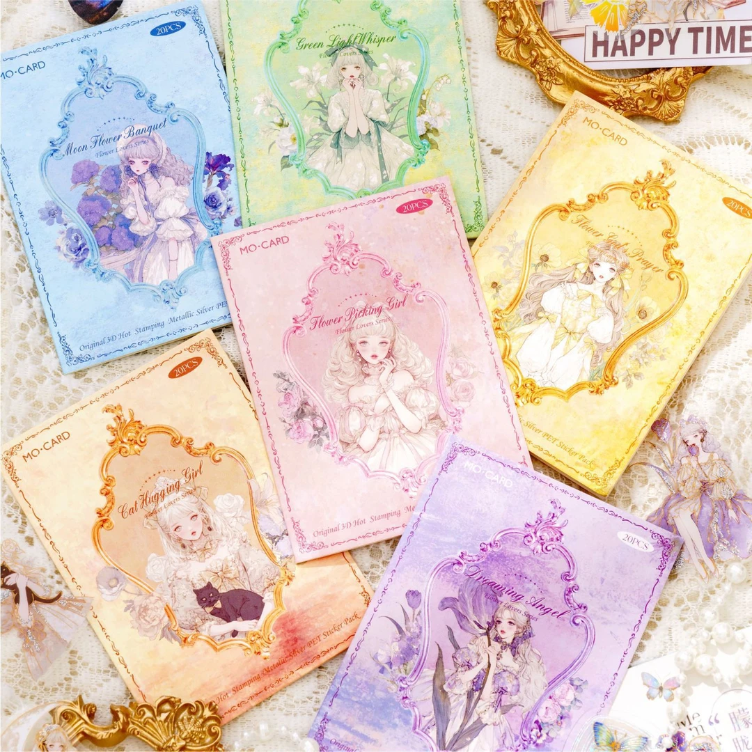 陌墨PET贴纸包 花花恋人系列 人物花卉素材装饰手帐谷美diy拼贴画