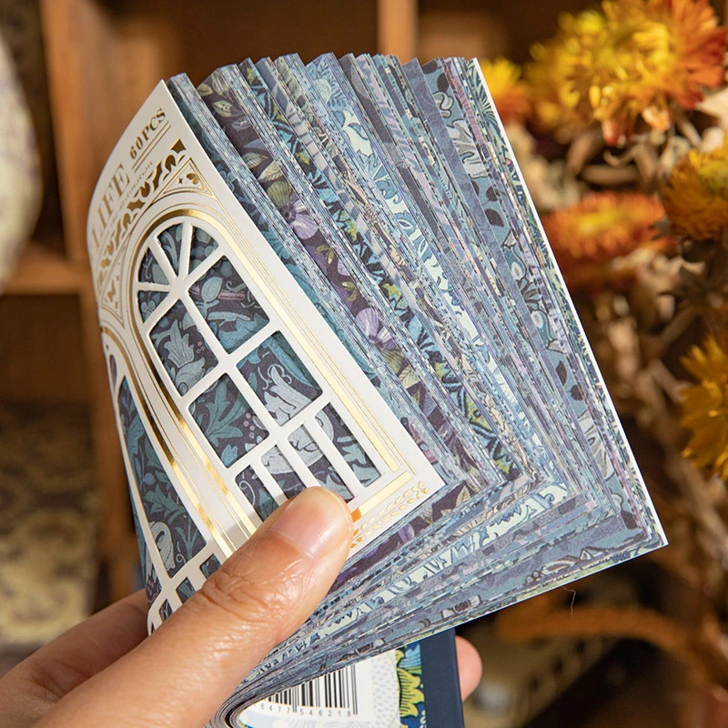 语闲复古风花纹素材本 万灵之窗系列手帐DIY装饰可撕无粘性打底纸