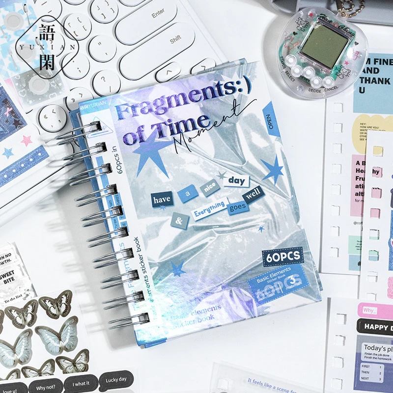 语闲线圈切膜贴纸书 时间碎片系列 韩系ins风素材手帐痛包diy拼贴