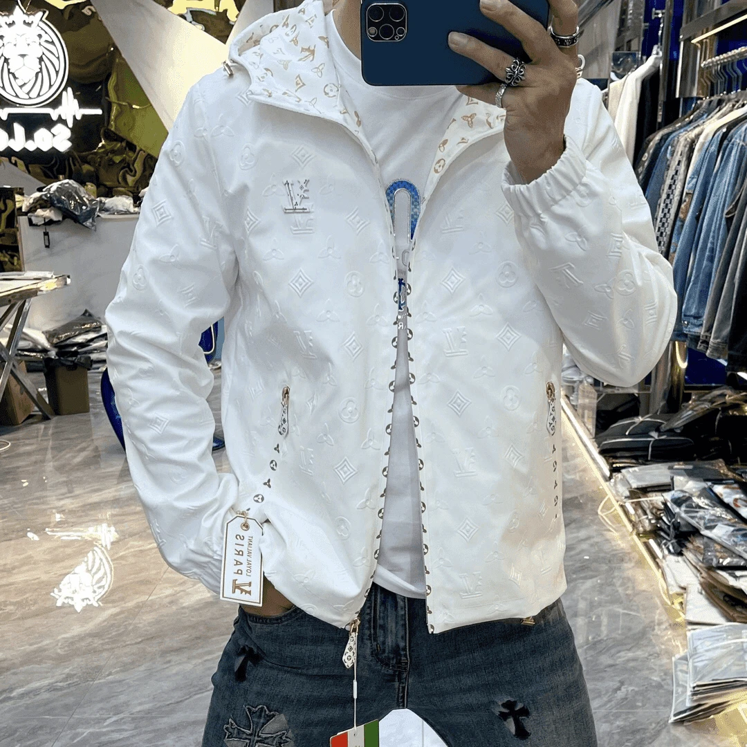 秋冬轻奢加厚连帽保暖夹克男士时尚休闲百搭韩版立领潮流帅气外套