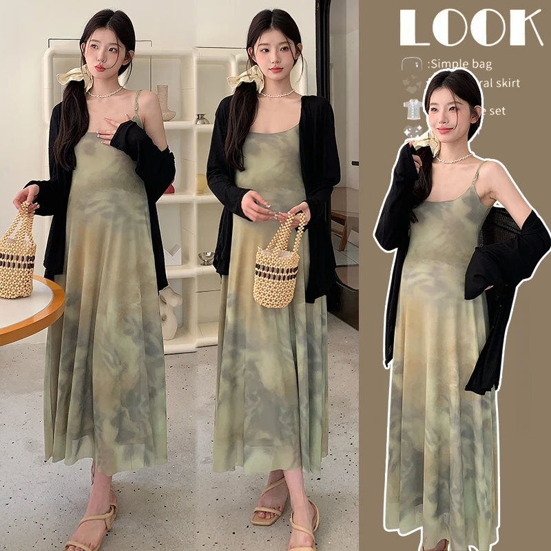 今年流行时髦孕妇夏装新款背心连衣裙夏季宽松显瘦防晒披肩潮妈