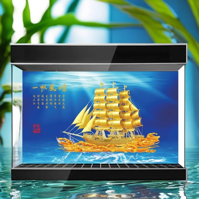 鱼缸背景贴纸3D立体高清图水族箱造景装饰外贴壁纸