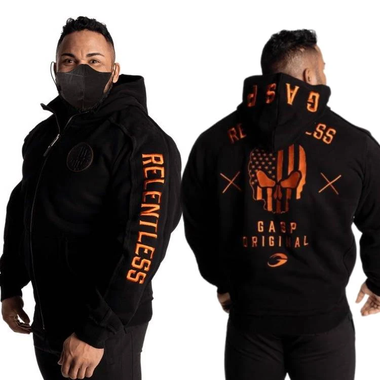 【新人福利】盖世普骷髅毛衫卫衣加厚男士撸铁健美外套健身大码训练