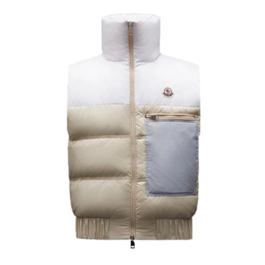 全新未使用 MONCLER Moncler拼接羽绒马甲 拼色连帽马甲羽绒服