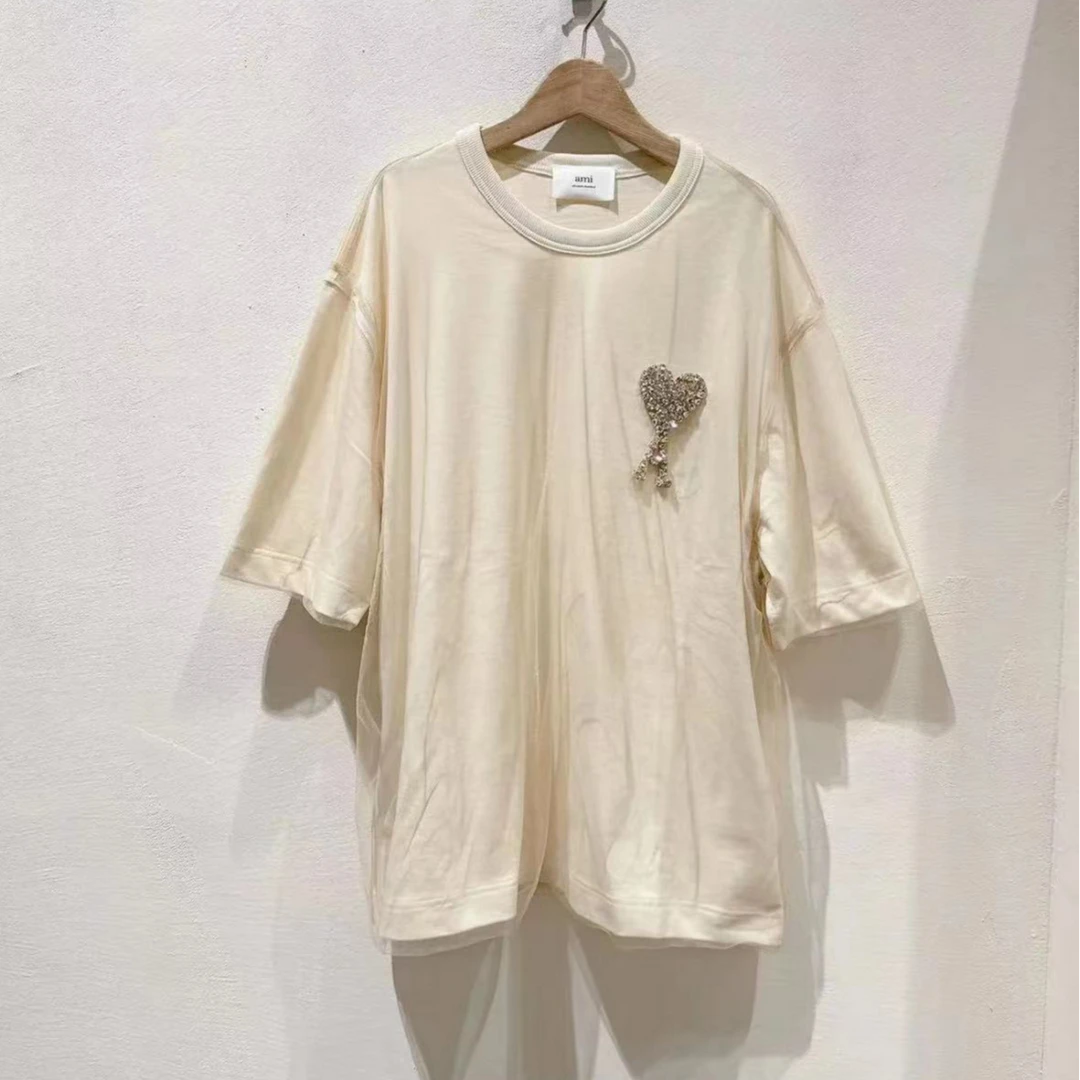 全新未使用  AMI新款网纱钻LOHGO宽松T恤