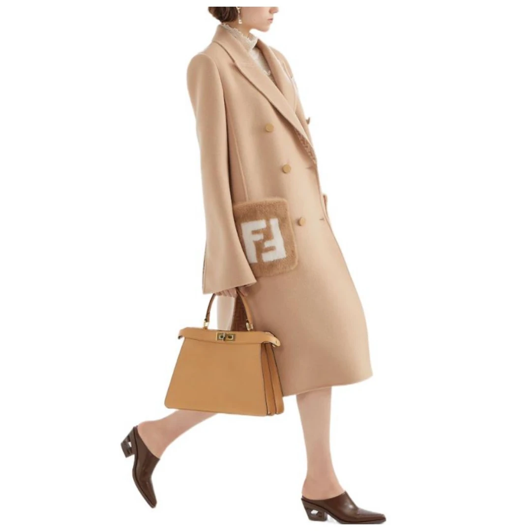 全新未使用 FENDI/芬迪 Fendi经典双排扣大衣毛呢时尚