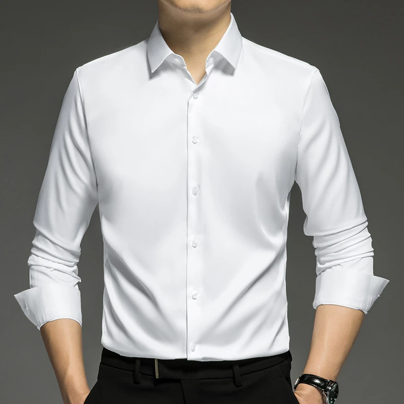 2025新款秋季衬衫男长袖商务免烫抗皱白衬衣轻熟风高级感男装寸衫