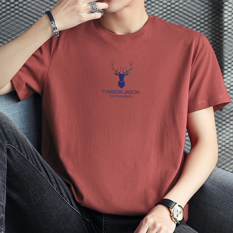 纯棉短袖t恤男装2025新款夏季潮流宽松圆领上衣服打底衫全棉半袖