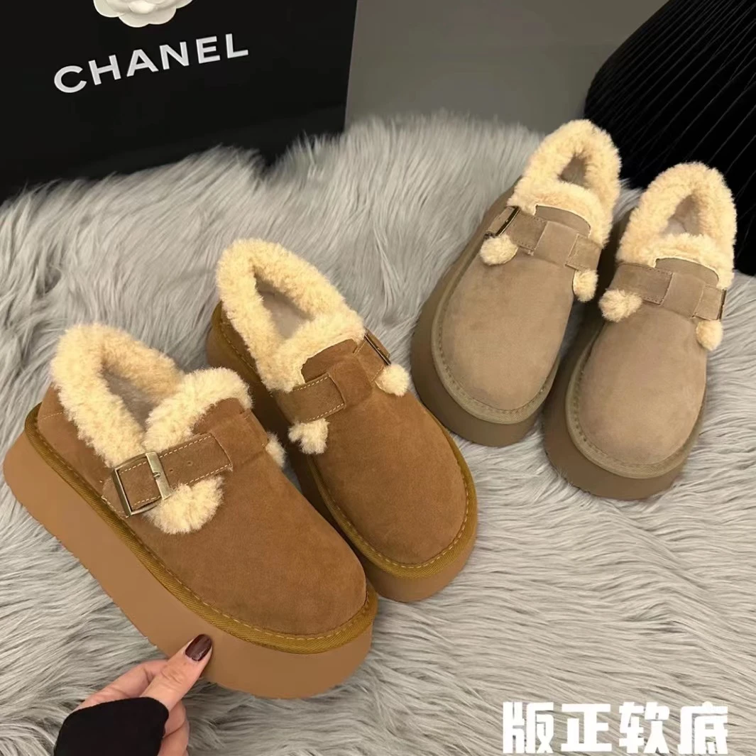 厚底皮毛一体保暖防滑雪地靴女冬季加绒加厚2023新款软底棉鞋百搭