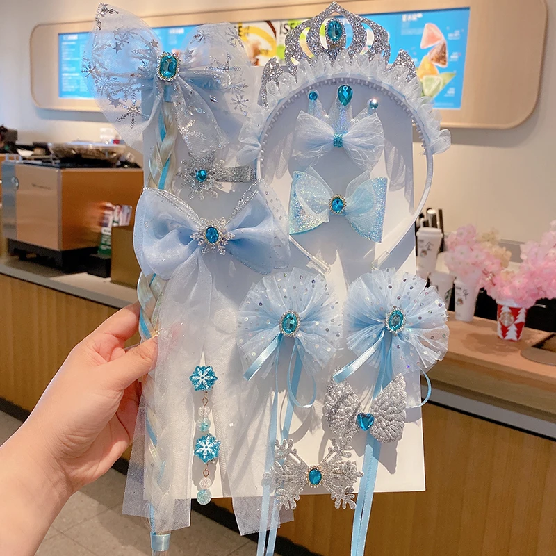 儿童爱莎公主皇冠头饰辫子首饰套装冰雪发箍女童生日发饰礼盒可爱
