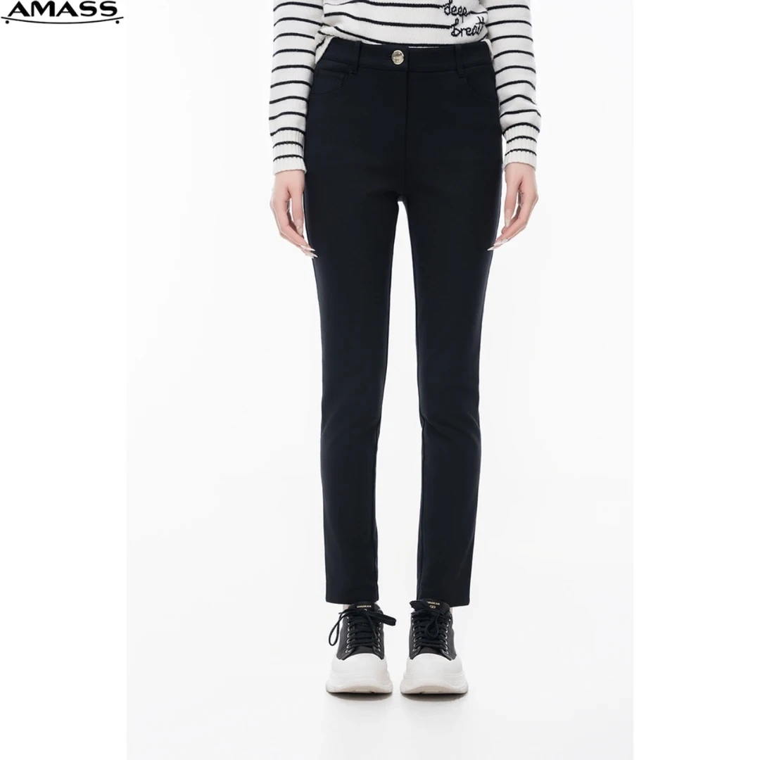 AMASS/阿玛施热力感加绒显瘦时尚百搭高腰打底裤外穿黑色 5100264