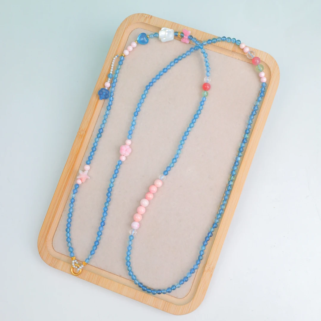 非金属布艺项链 蓝色多圈项链