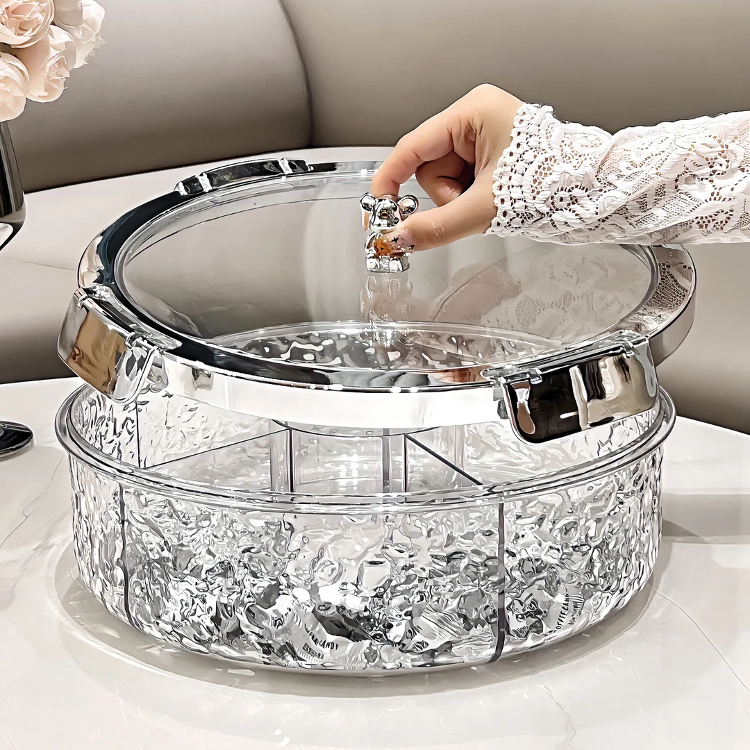 轻奢密封坚果零食摆放盘过年干果盘收纳盒家用客厅茶几高档水果盘