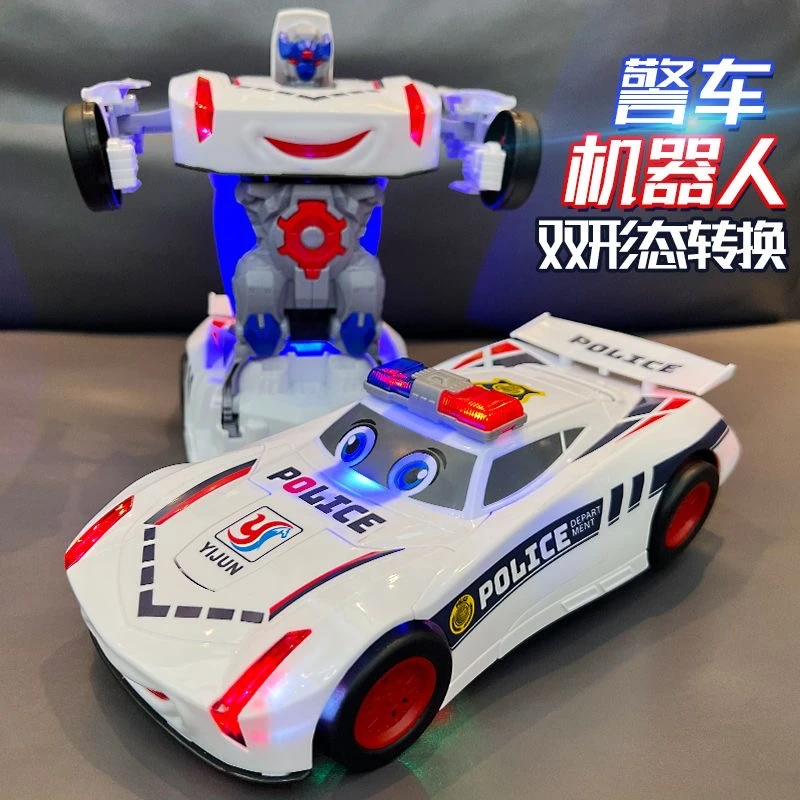 变形警车电动跳舞变形汽车机器人儿童早教益智炫酷特技变形玩具