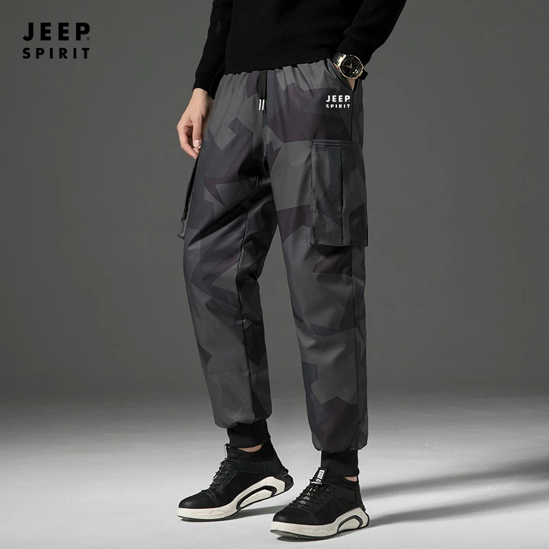 JEEP羽绒裤情侣款冬季外穿加厚保暖裤子加大新款羽绒裤男女防风裤