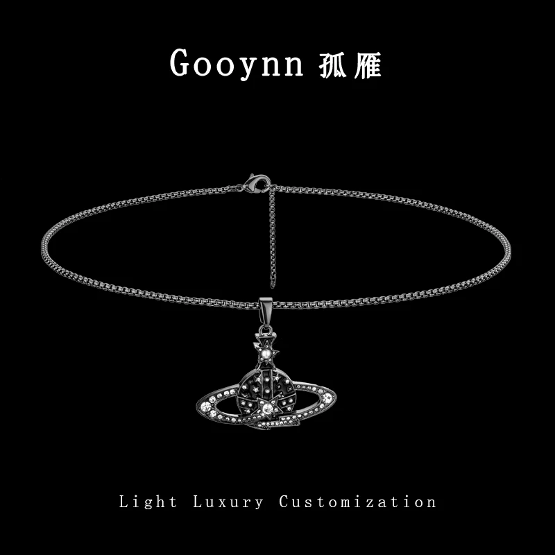 孤雁 铜合金项链 个性潮流简约立体土星球造型设计项链毛衣链046