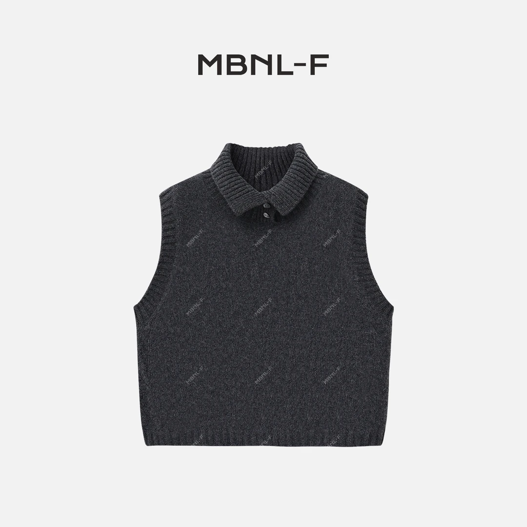 MBNL-F 2024F/W新品 100%羊毛POLO领经典马甲 秦磊XM-MJ61801