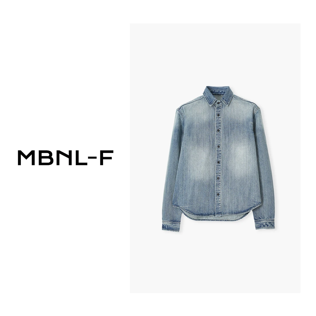 MBNL-F 牛仔衬衣衬衣翻领水洗长袖牛仔外套XM-ZB6037