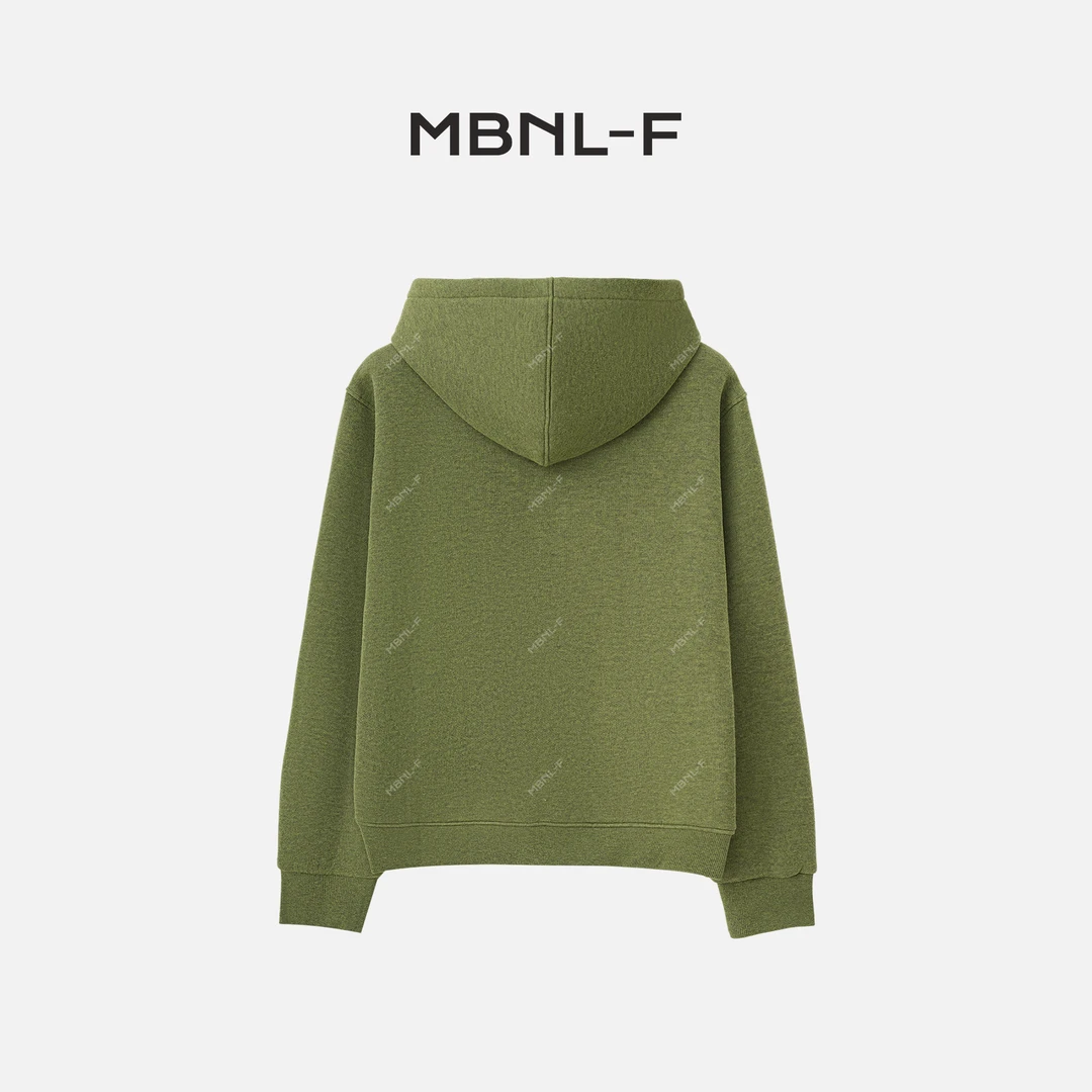 MBNL-F 2024F/W新品 100%棉绿色极简连帽卫衣 秦磊XM-WT56322