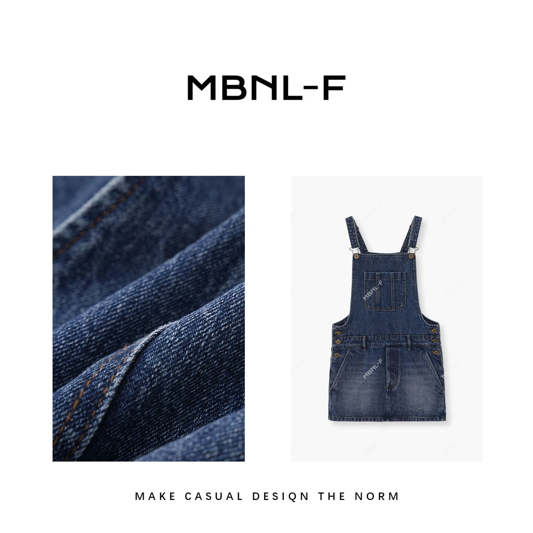 MBNL-F裙伞 2024S/S新品 休闲百搭复古背带裙 秦磊XM-CZ2628