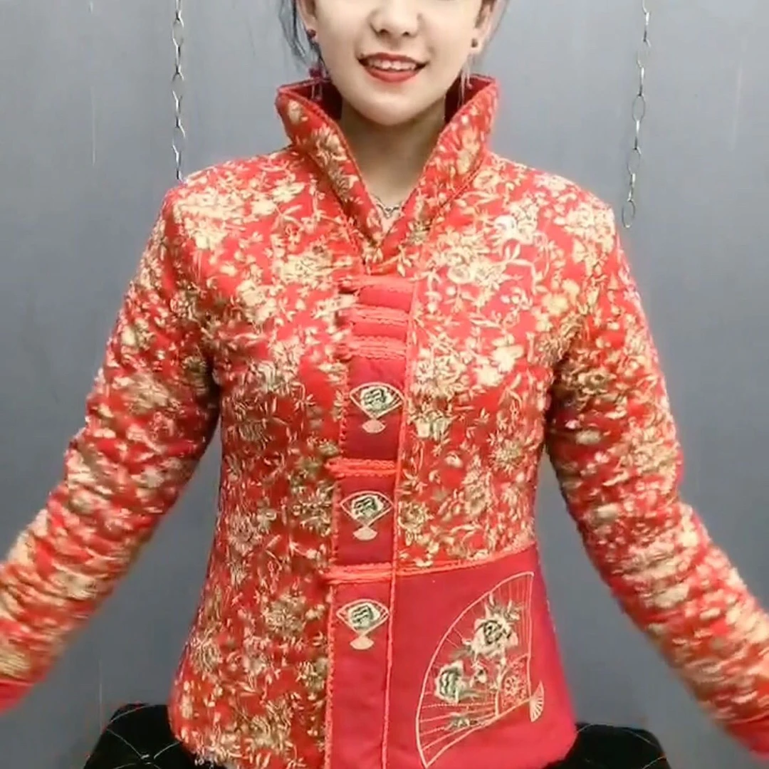 2024秋冬爆款唐装薄款小棉衣中老年女装民族风立领短款棉衣