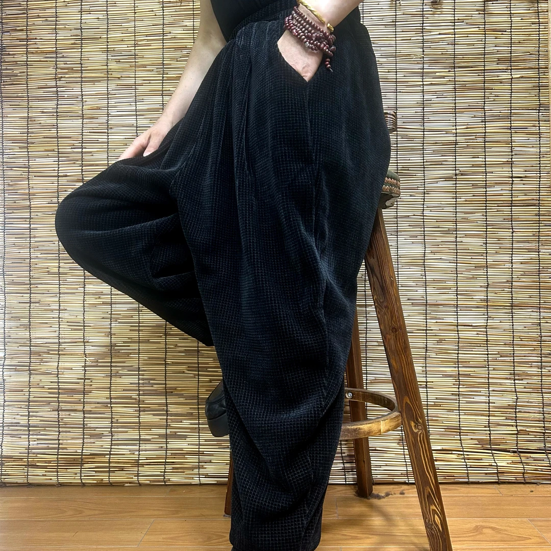 881秋冬雪尔绒加绒宽松休闲哈伦裤