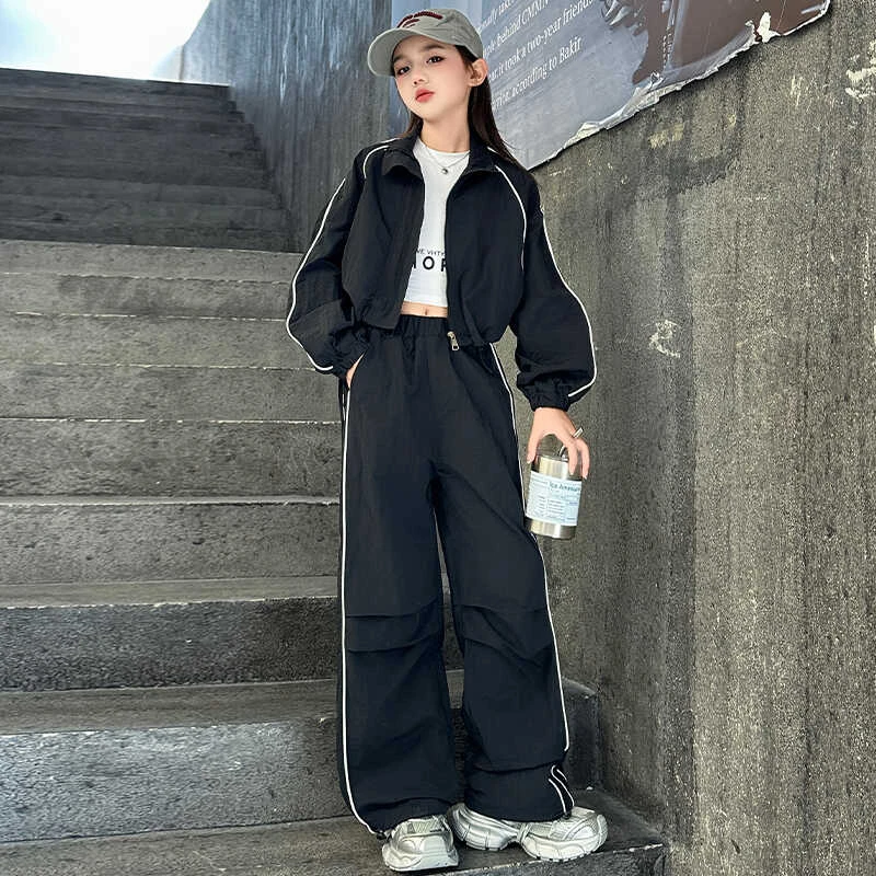 女童运动套装春秋儿童拉链外套休闲裤两件套2025潮流新款女孩潮装