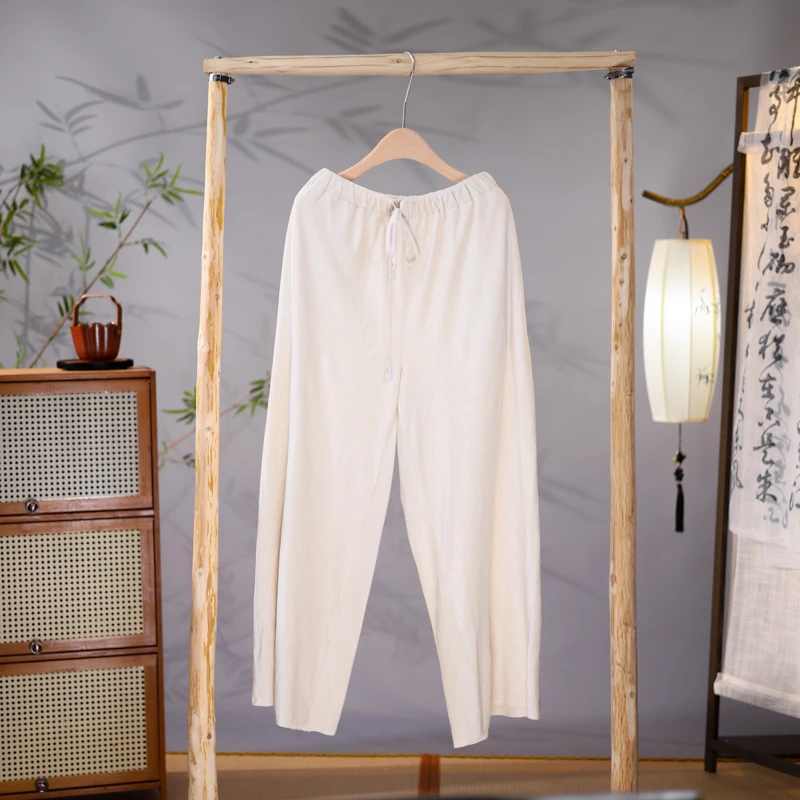 归帛【白美人·压褶国风阔腿裤】设计师款直筒宽松休闲百搭裤