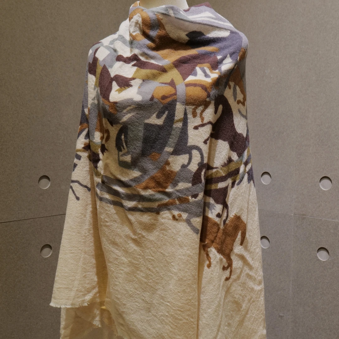 内蒙古羊毛杏色水煮工艺时尚保暖搭子大披肩