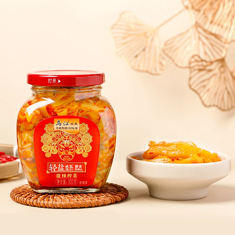 正宗涪陵乌江红油榨菜300g瓶装下饭菜罐装涪陵微辣榨菜丝轻盐鲜脆
