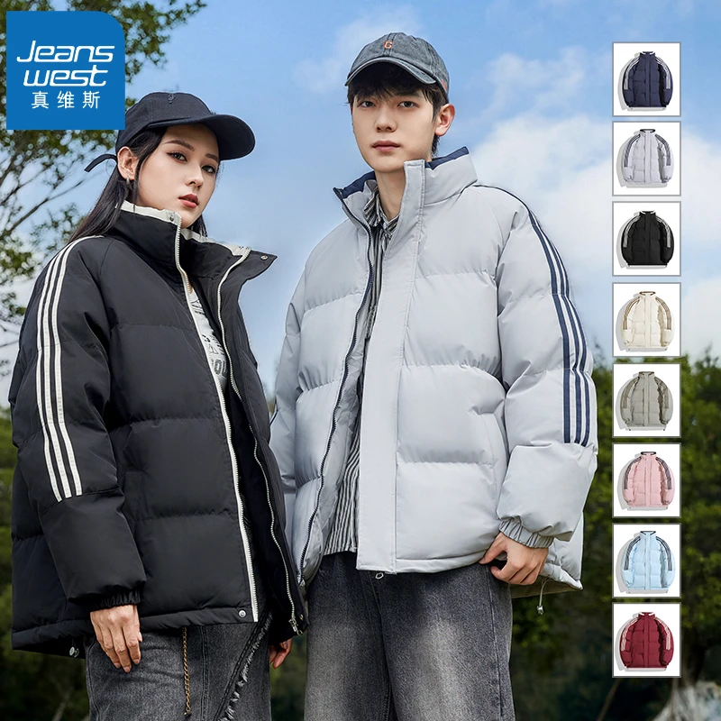 Jeanswest/真维斯秋冬新款运动棉服情侣外套休闲百搭加厚保暖棉衣