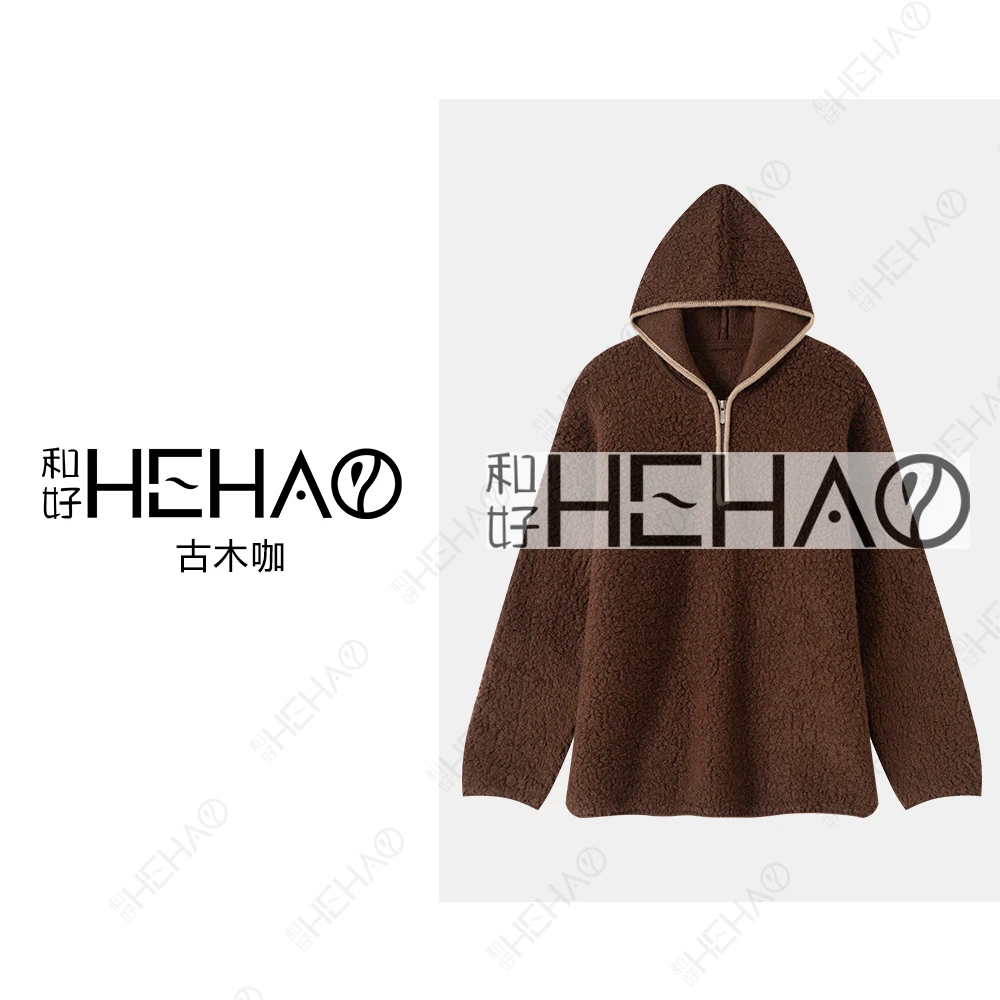 休闲时尚连帽加厚宽松秋冬女拉链上衣5755