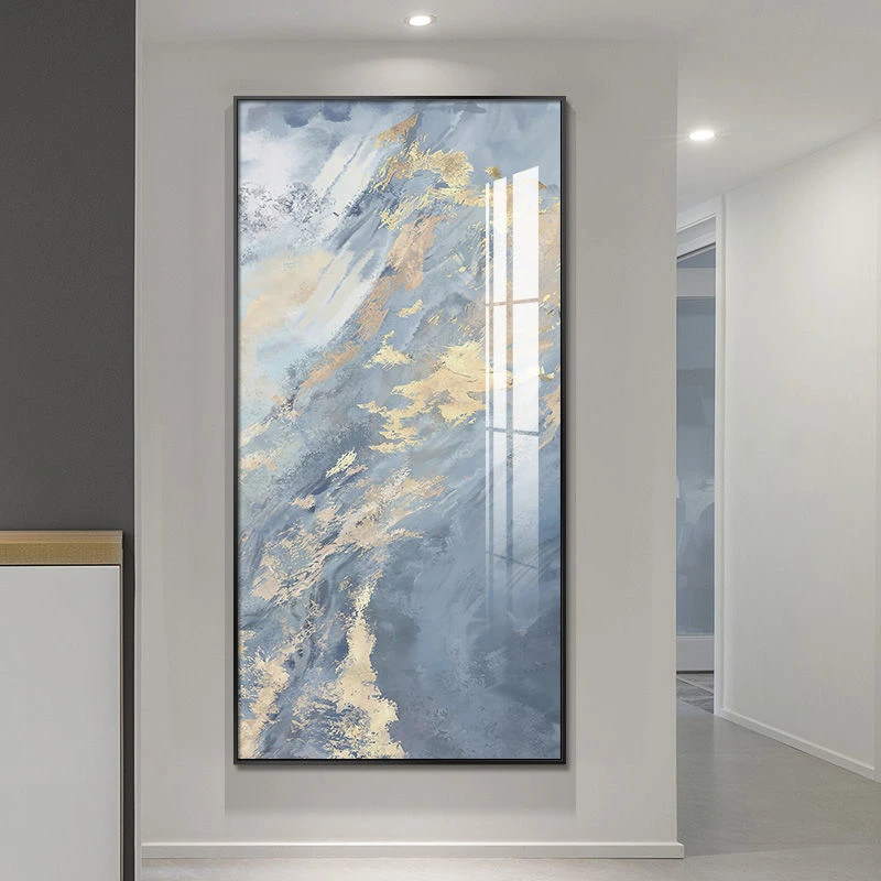 中式玄关晶瓷挂画客厅进门厅入户走廊过道壁画高级感抽象装饰画