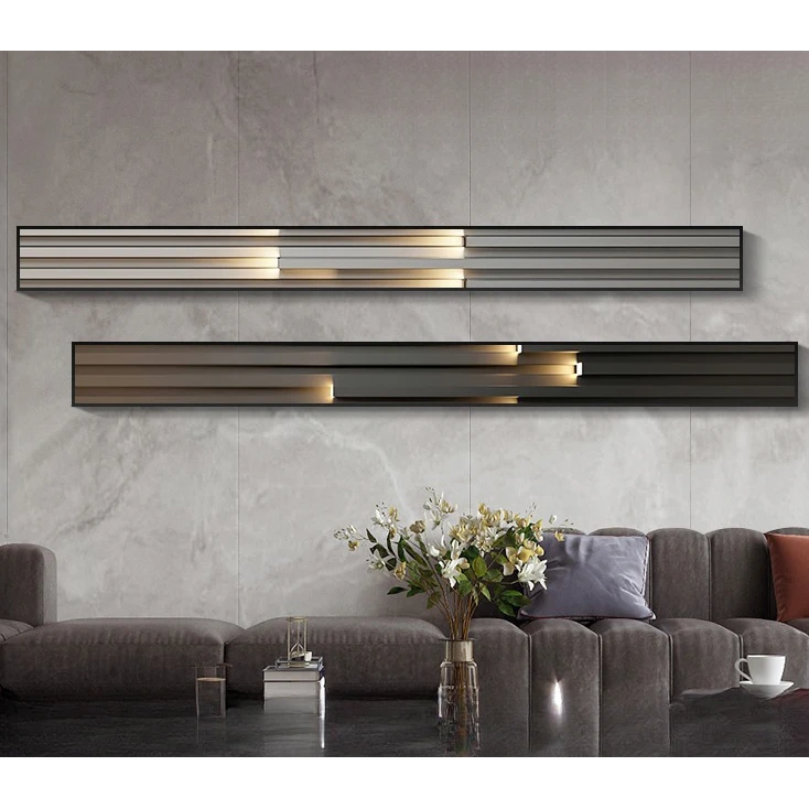 高级感现代轻奢装饰画品味客厅沙发背景墙壁画床头大气横版挂画