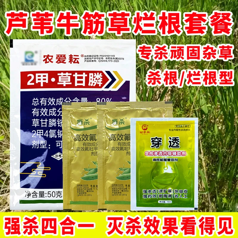 专杀芦苇的除草剂烂根型组合农药防除茅草牛筋草顽固杂草组合套装