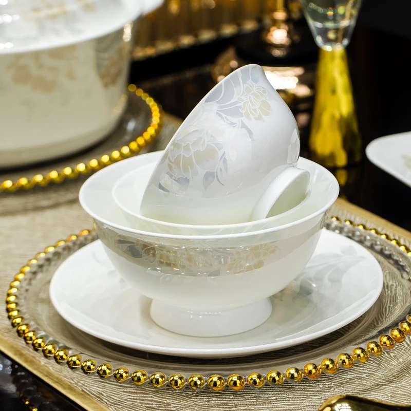 清雅名媛6英寸高脚面碗（点关注再送1个）景德镇家用陶瓷碗盘餐具