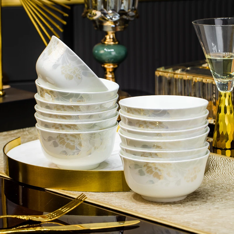 清雅名媛4.5英寸金钟碗8个（点关注再送4个）景德镇家用陶瓷餐具