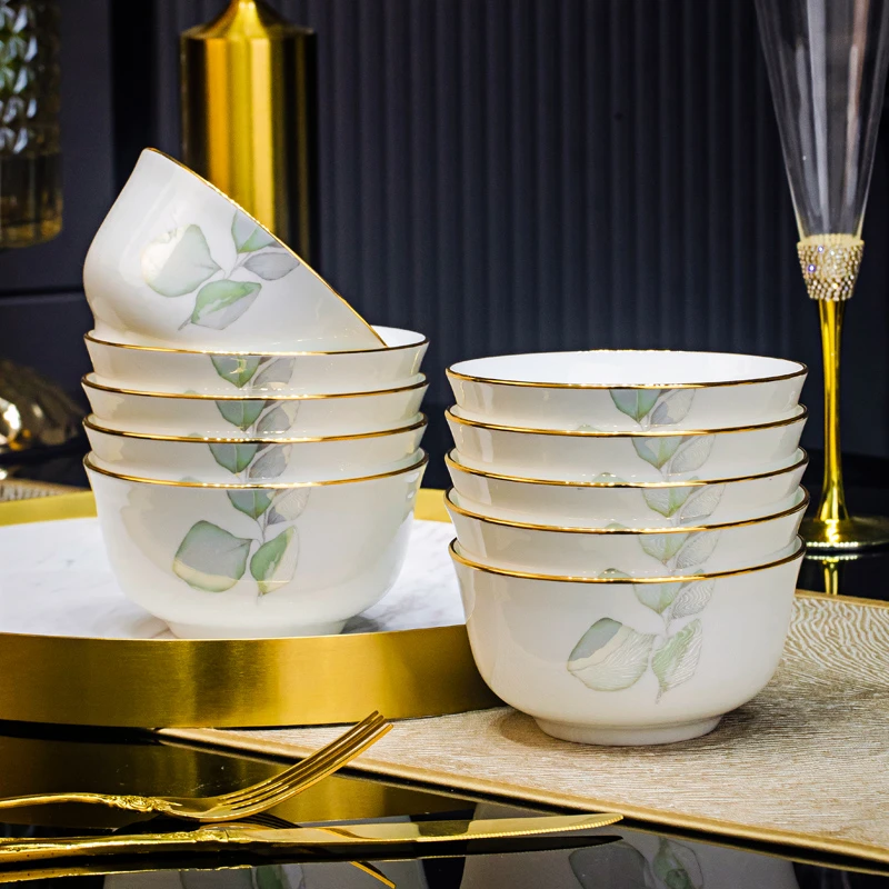 阳春白雪4.5英寸金钟饭碗10个装景德镇家用陶瓷碗盘餐具欧式吃饭