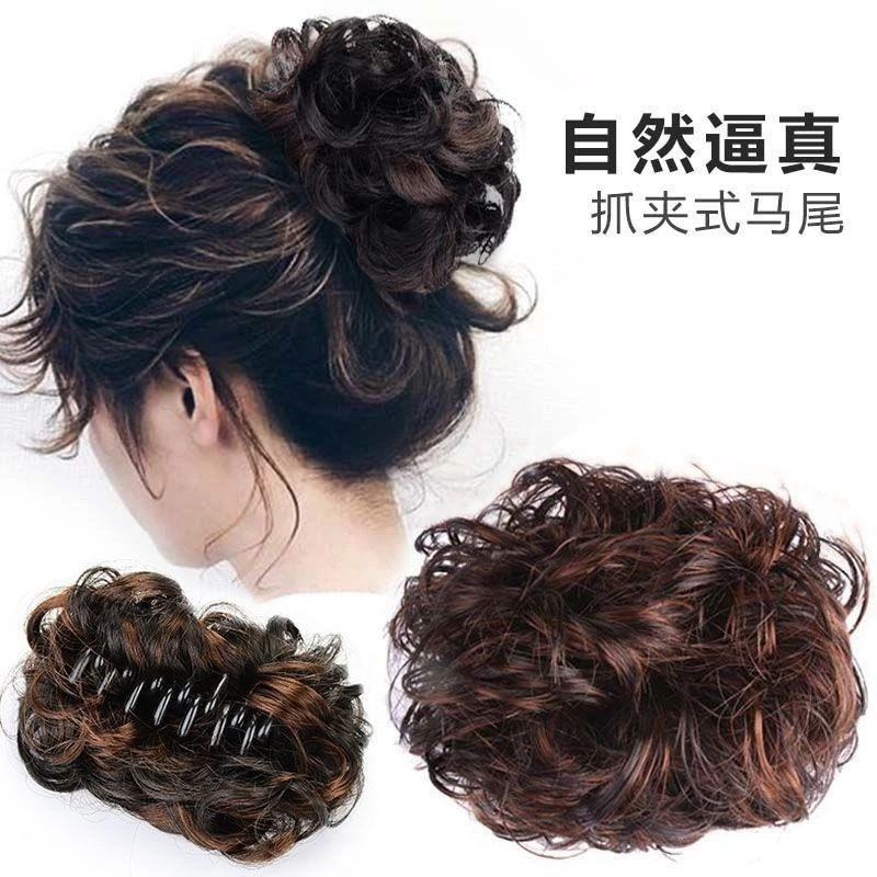 发夹发抓夹假发女发圈发包盘发器拉花短卷发花苞女头花蓬松大发圈