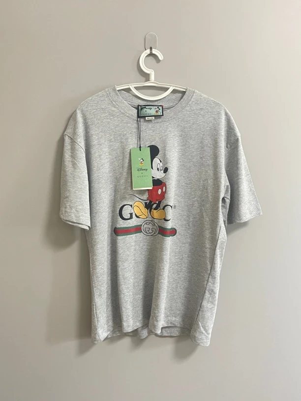 全新未使用 GUCCI/古驰 Gucci米奇灰色短袖M码