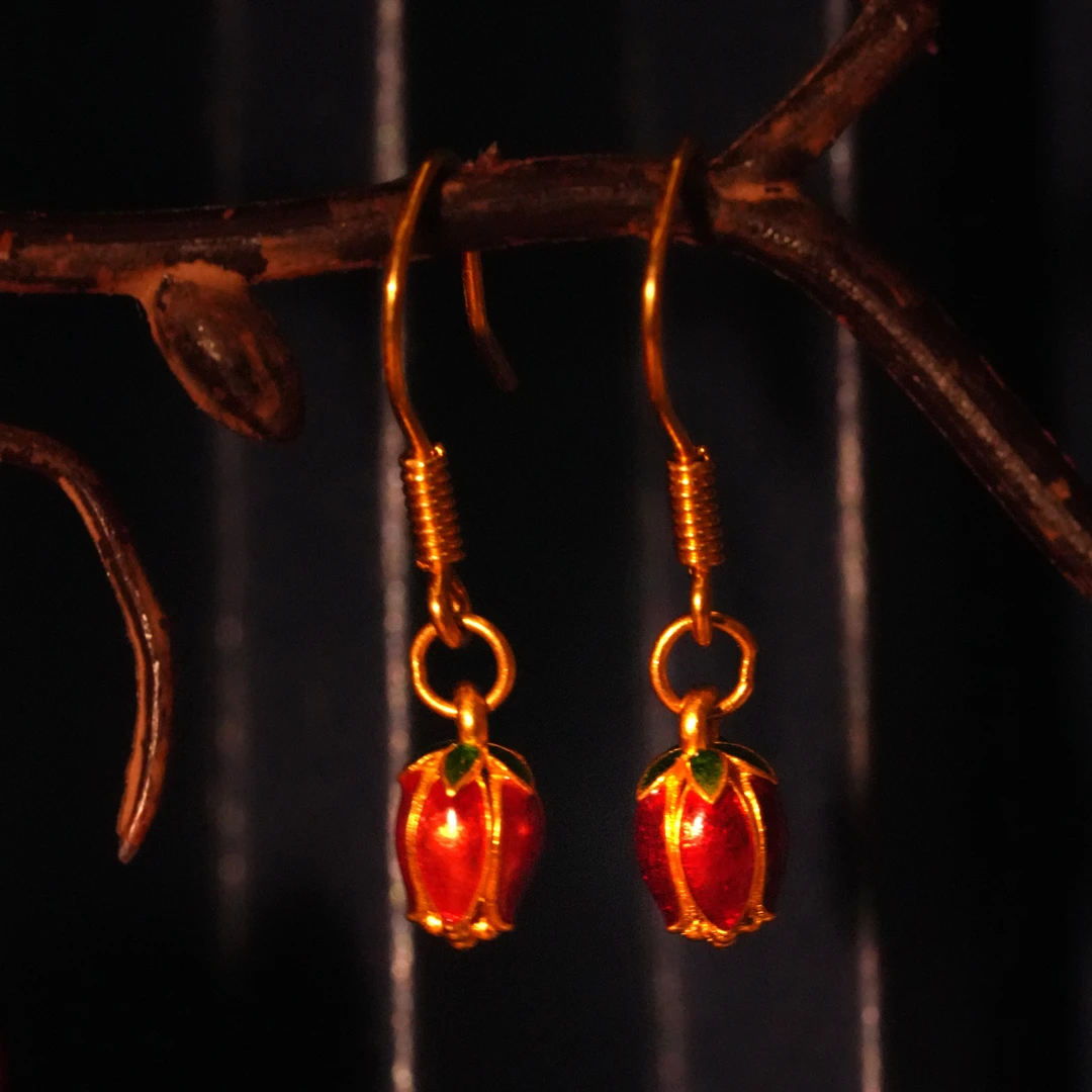 千禧黄金  足金花苞耳钩