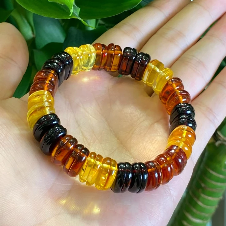 【苏娜珠宝】天然琥珀蜜蜡多宝精工汉堡珠手排*15