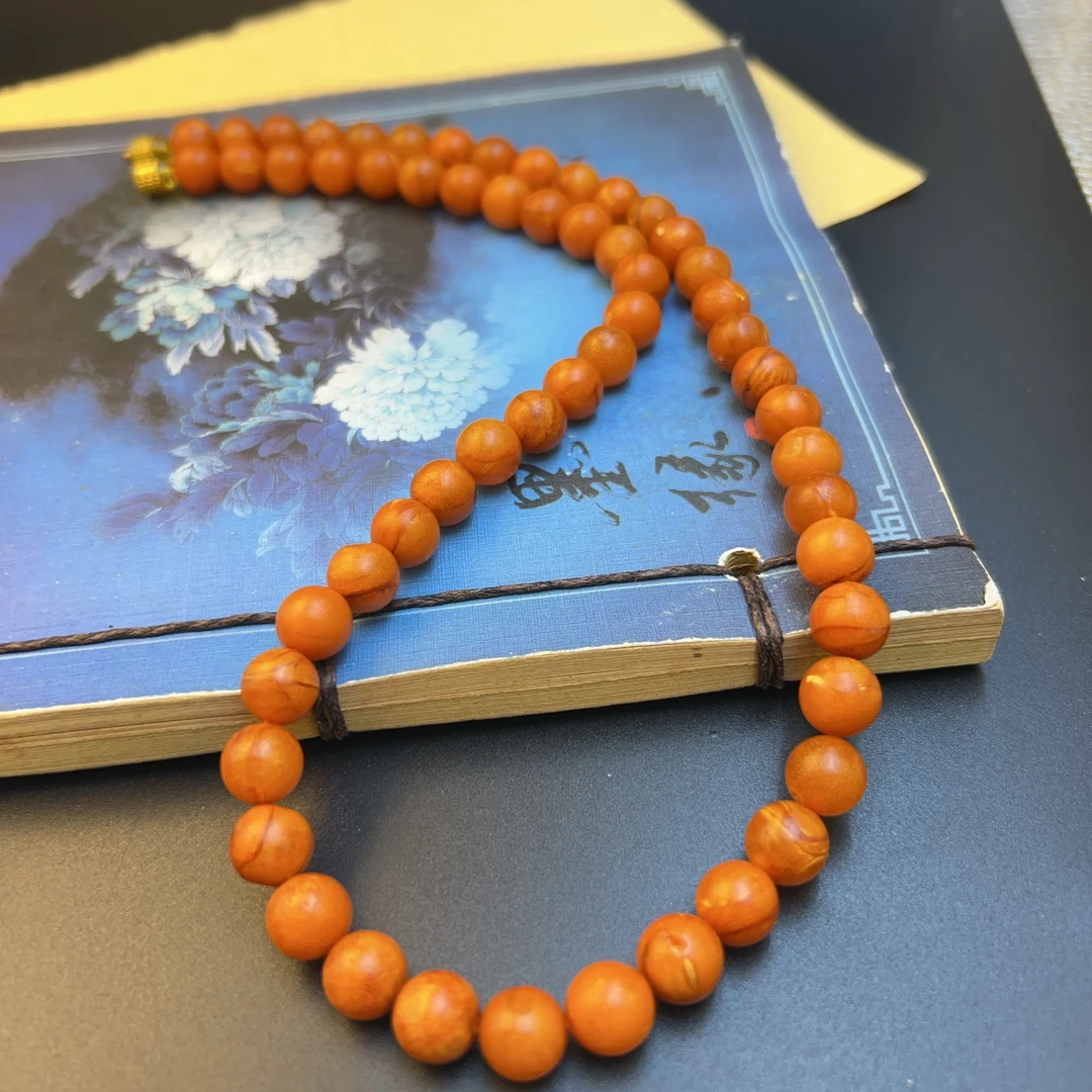 【苏娜珠宝】天然琥珀蜜蜡老蜡橘皮纹圆珠妈妈链（8mm+）