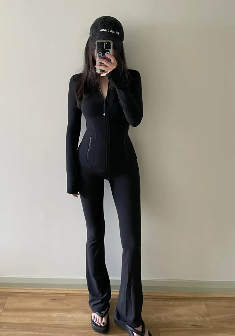 Lu亚洲版groove喇叭裤长款亲肤运动修身显瘦神裤女