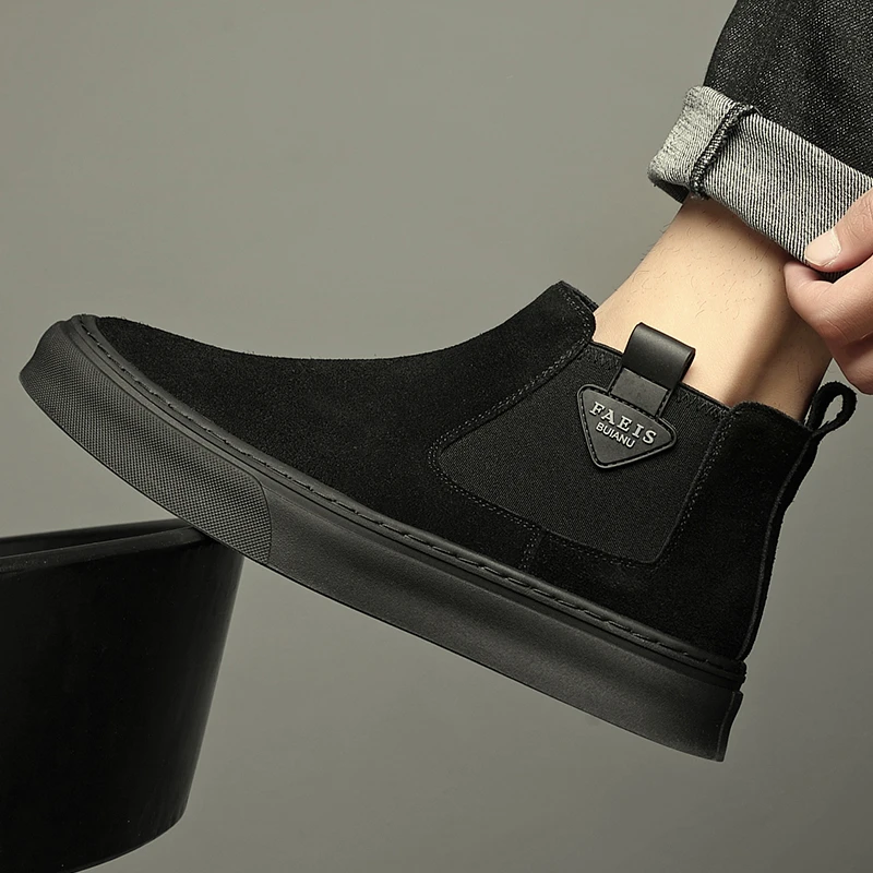 马丁靴男秋季潮流百搭休闲运动青少年厚底耐磨韩版切尔西高帮潮鞋